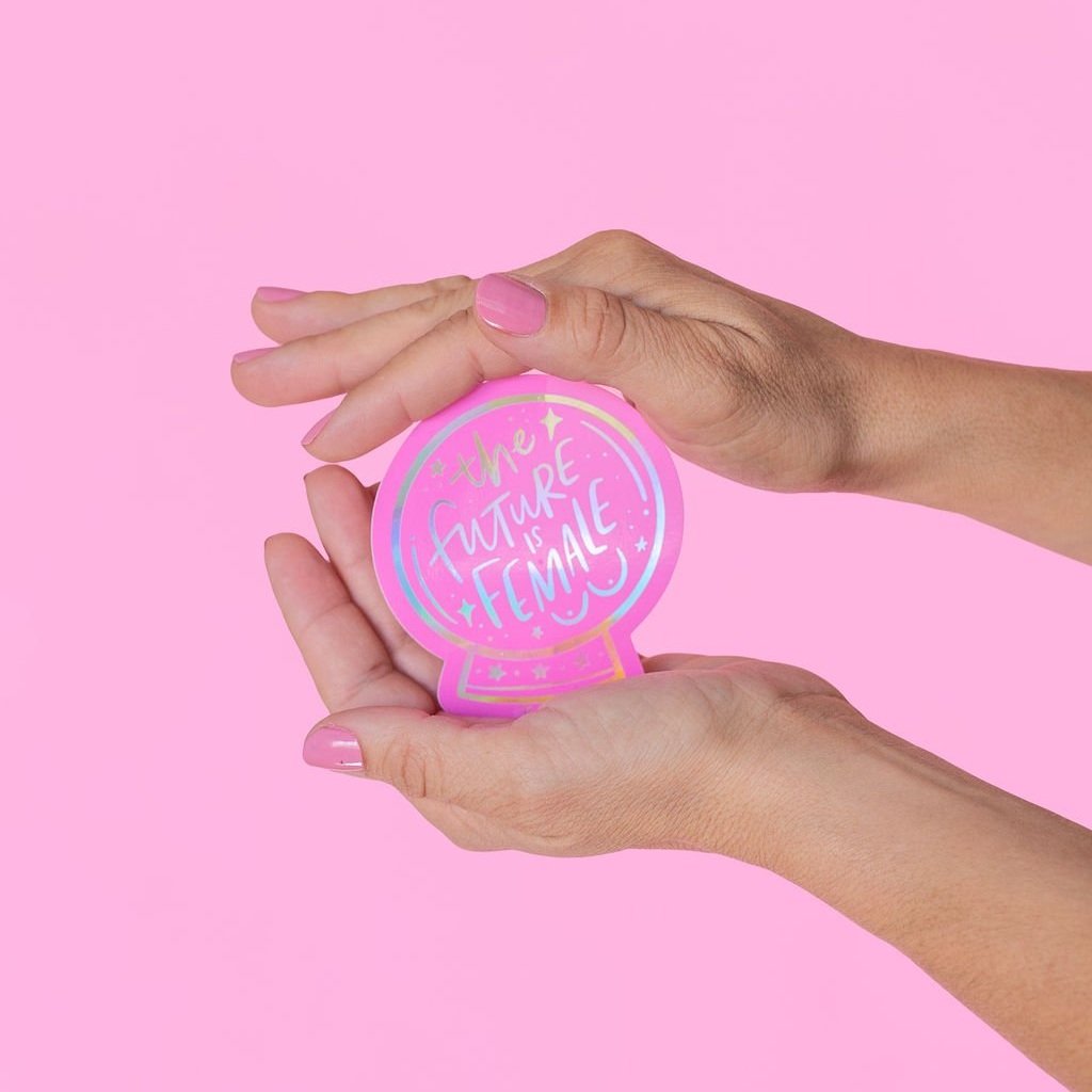 The Future is Female Neon Pink Holographic Sticker
