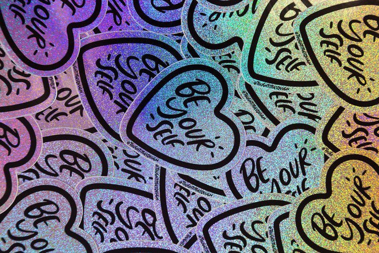 Be Yourself Heart Holographic Glitter Sticker