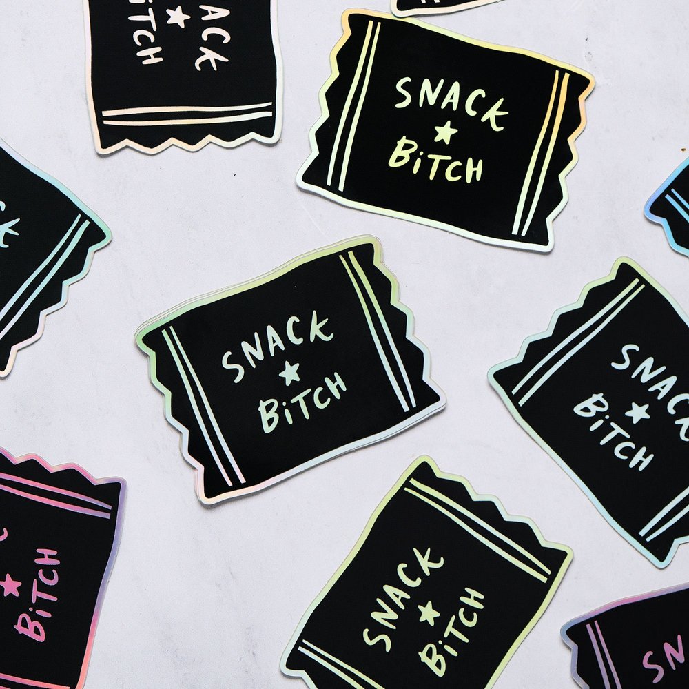Snack Bitch Holographic Glitter Sticker